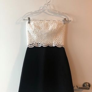 Sandro Paris Gorka Blanc Black & White Lace Eyelet Mini Dress